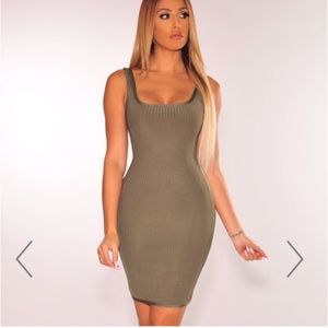 Olive Bandage Ribbed Tank Dress - Hot Miami Styles